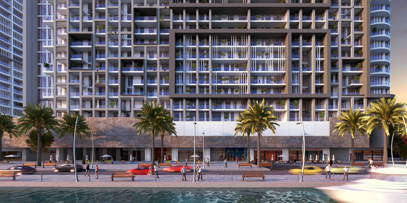 Panoramic skyline and canal view from Al Maryah Vista 2 luxury apartments, showcasing modern architecture on Al Maryah Island